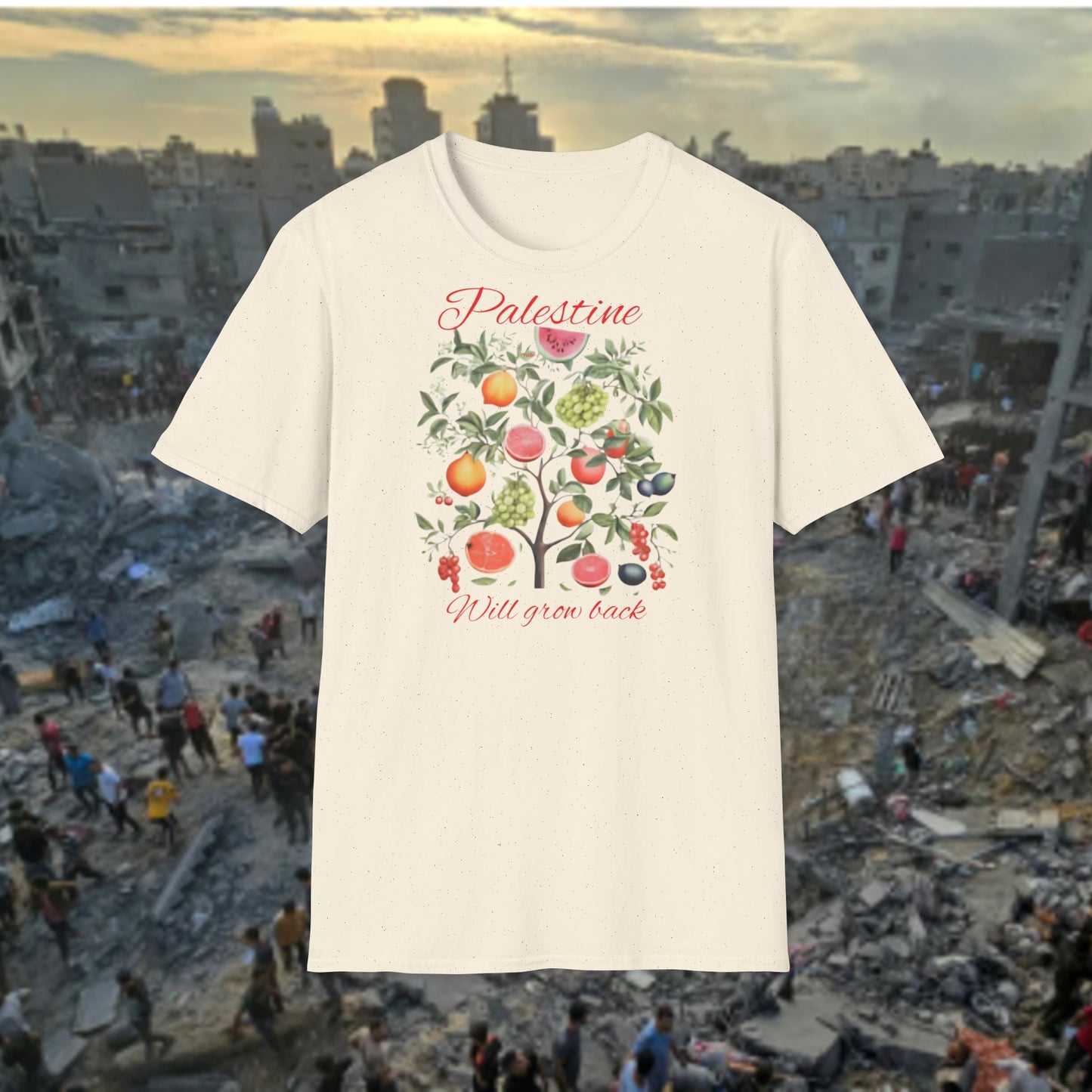Palestine Will Grow Back T-Shirt - Fruit Tree Design by Rudere