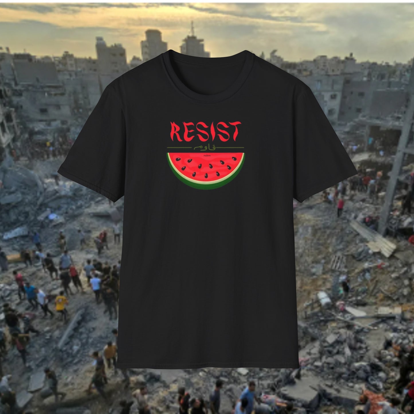 Free Palestine 'Resist' Watermelon T-Shirt by Rudere  - Stand for Freedom"