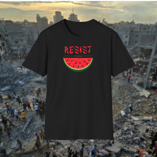 Free Palestine 'Resist' Watermelon T-Shirt by Rudere  - Stand for Freedom"