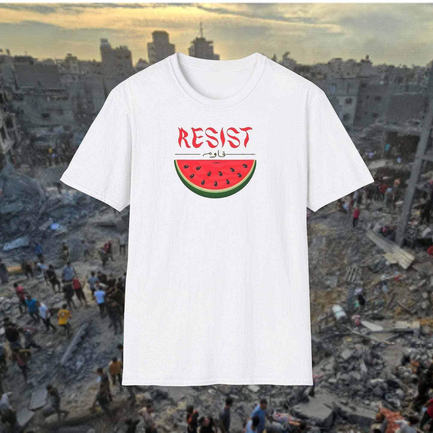 Free Palestine 'Resist' Watermelon T-Shirt by Rudere  - Stand for Freedom"