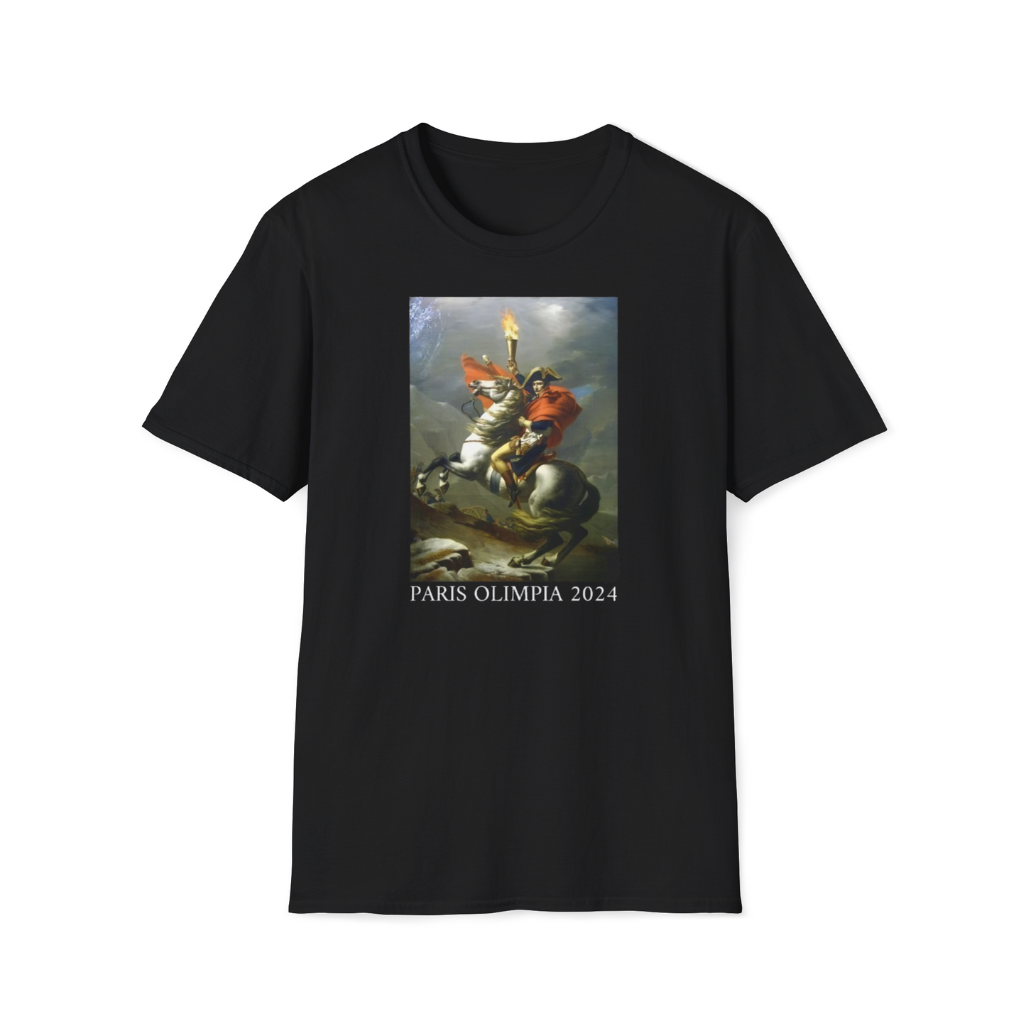 Paris Olympics 2024 T-Shirt: Napoleon Crosses the Alps with Olympic Torch