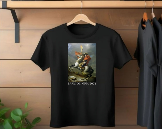 Paris Olympics 2024 T-Shirt: Napoleon Crosses the Alps with Olympic Torch